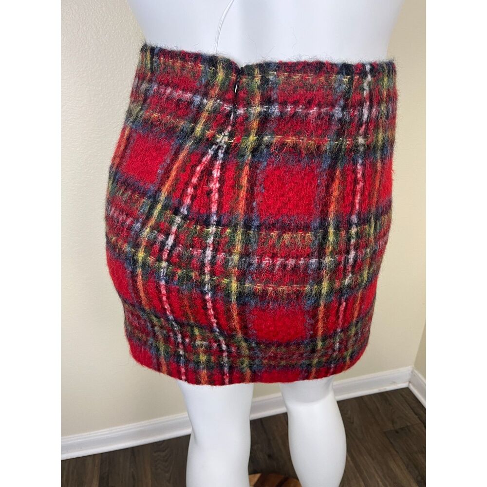 Lauren Ralph Lauren Women Size 10 Red Plaid Mohair Pencil Mini Skirt Preppy NEW - Picture 11 of 16